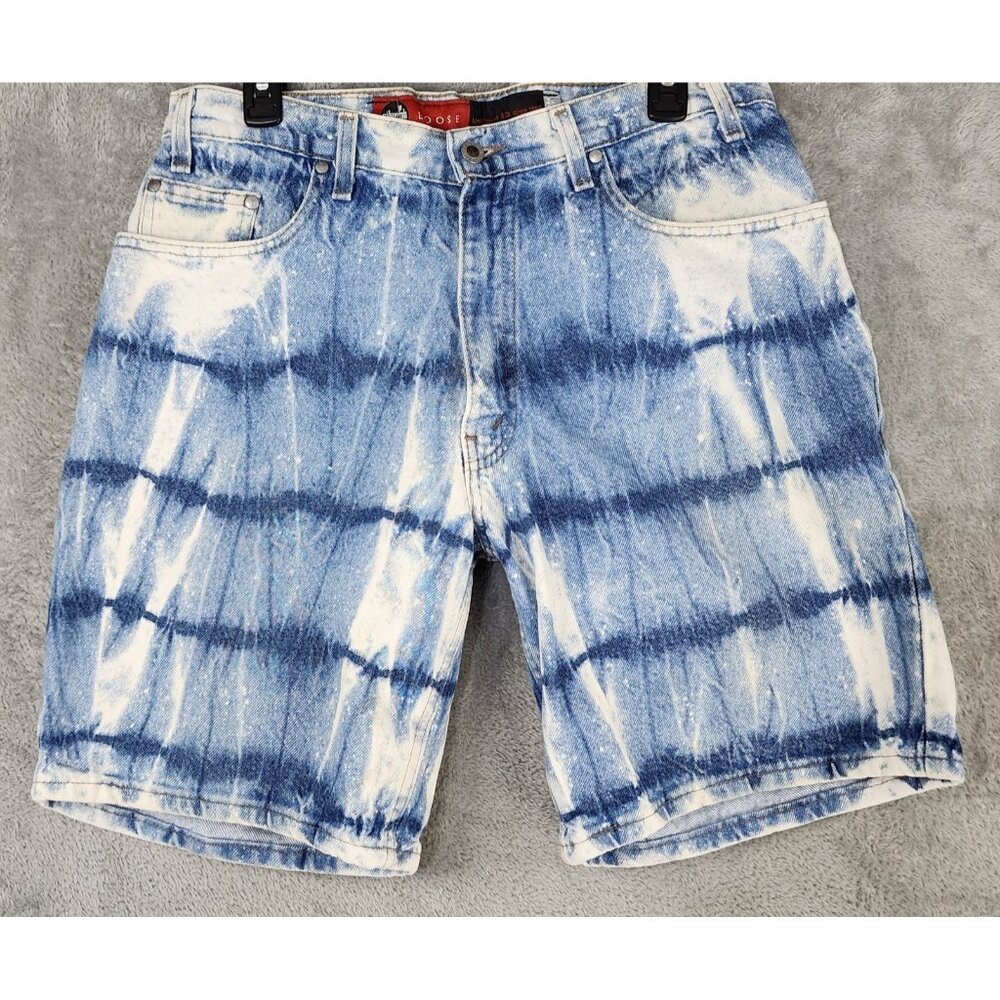 Levis‎ Silver Tab Shorts Mens Size 34 Blue Denim Tie Dye Baggy 90s Vintage USA
